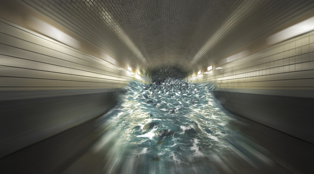 A tunnel with intruding water.